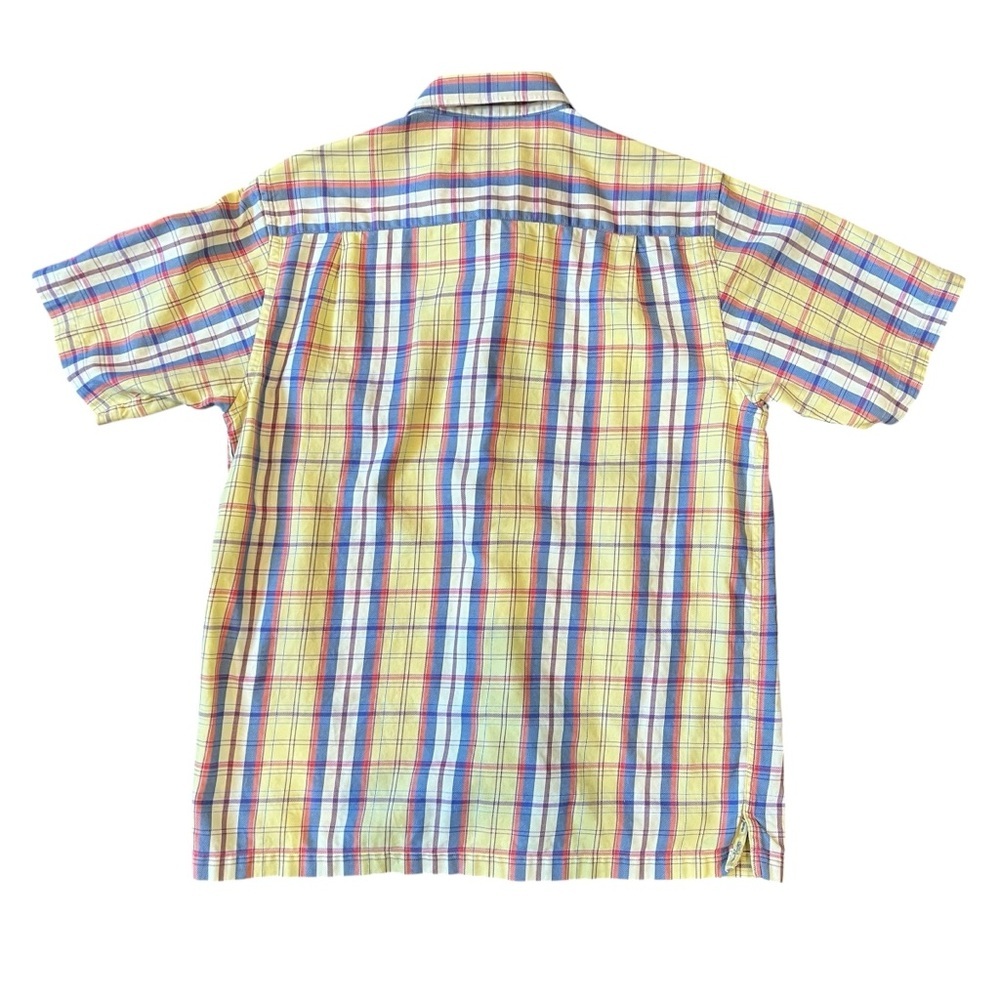 Bobby Jones Button Down Size Large Yellow Plaid Golf Casual Short Sleeve Preppy - Picture 4 of 9